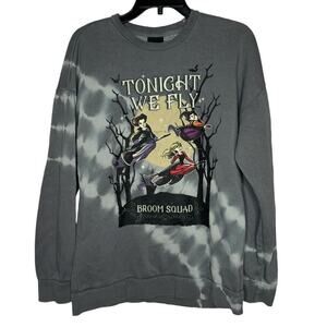 Disney Hocus Pocus Halloween Witches Gray Tie Dye Sweatshirt Size Small